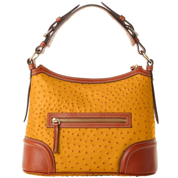 Dooney & Bourke Ostrich Hobo Shoulder Bag - Mustard - Picture 4 of 4